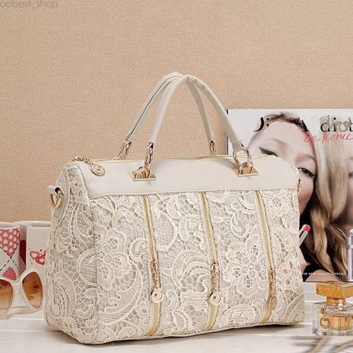 Lace Handbag Vintage Women PU Leather Satchel Messenger Bag Tote Shoulder Bag